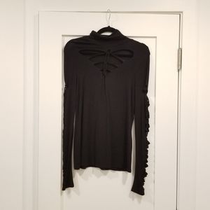 Black Distressed Long sleeve Top